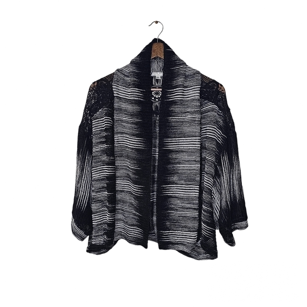 Alberto Makali Black & White Textured Statement Cardigan Sz M